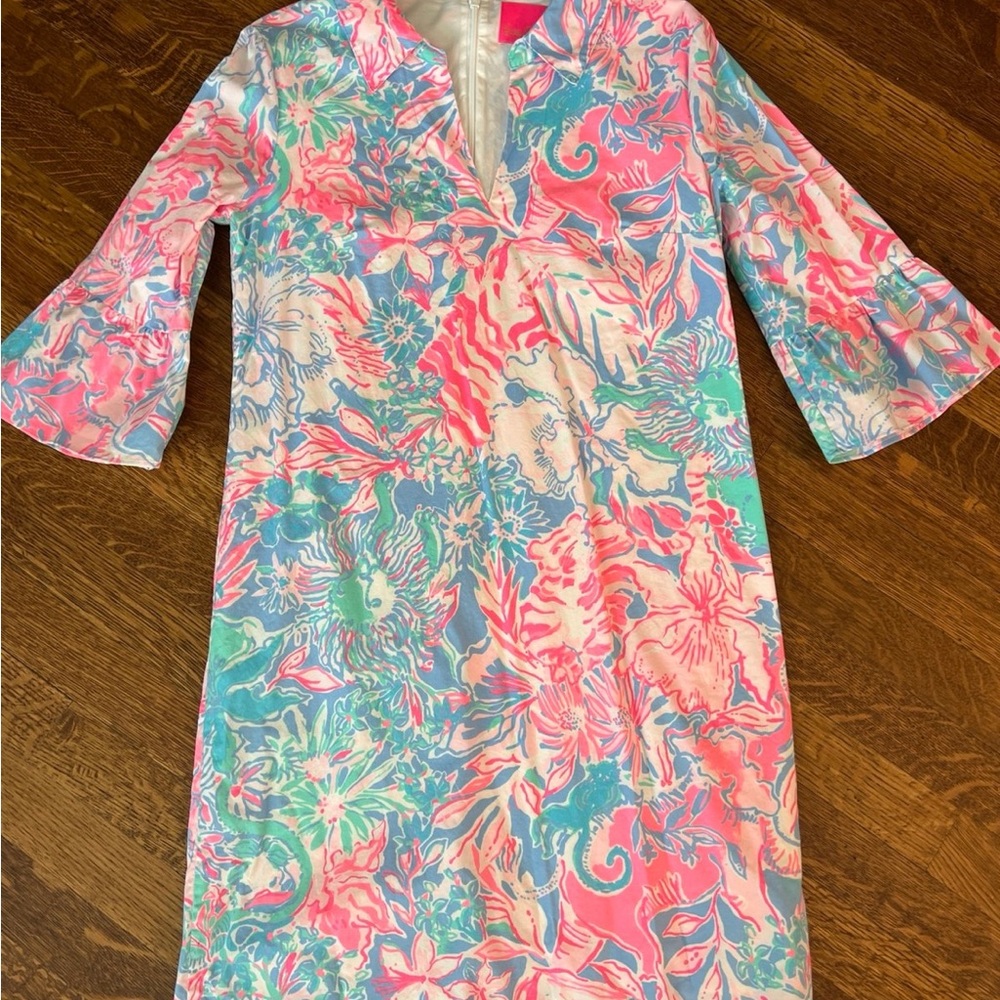 Lilly Pulitzer dress 4 blue pink green white